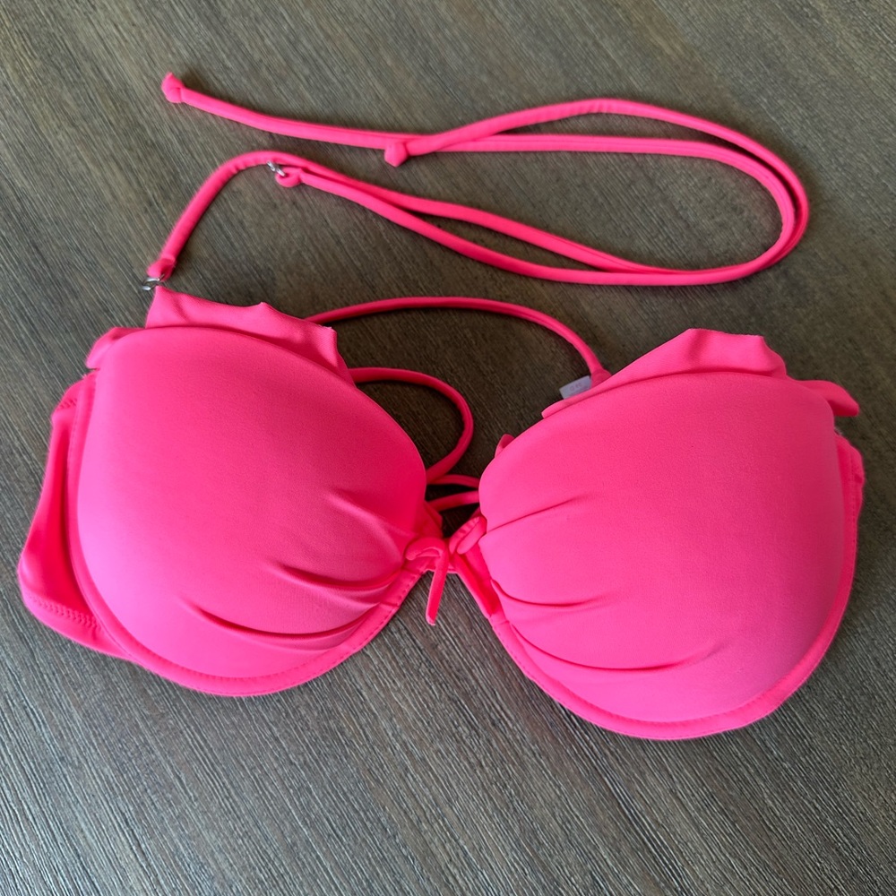 Victoria’s Secret Swim- Bikini Top 34D- strapless or tie/neon pink